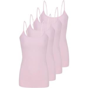 Natural Uniforms Women’s Camisole Tank Top-Breathable Cotton Stretch Multi Pack of 4(Pink)