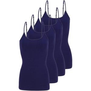 Natural Uniforms Women’s Camisole Tank Top-Breathable Cotton Stretch Multi Pack of 4(True Navy Blue)