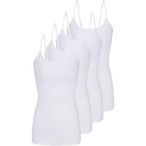 Natural Uniforms Women’s Camisole Tank Top-Breathable Cotton Stretch Multi Pack of 4(White)