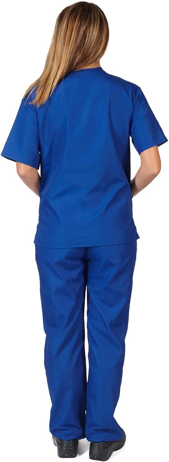 imageNatural Uniforms Solid VNeck Womens Scrub Set Medical Scrub Tops and Pants Small Dark Royal Blue