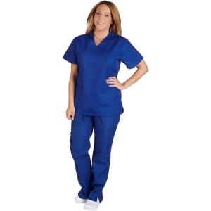 Natural Uniforms Mock Wrap Women’s Scrub Set Medical Scrub Top and Pants(Dark Royal Blue)