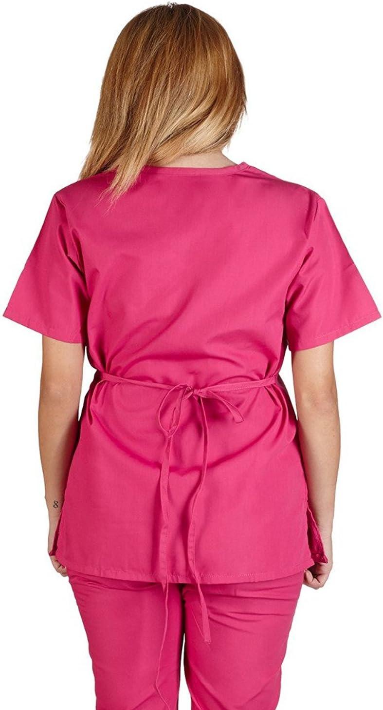 imageMampM Scrubs Women Mock WrapFlare Pant Set Medical Scrub Set S White