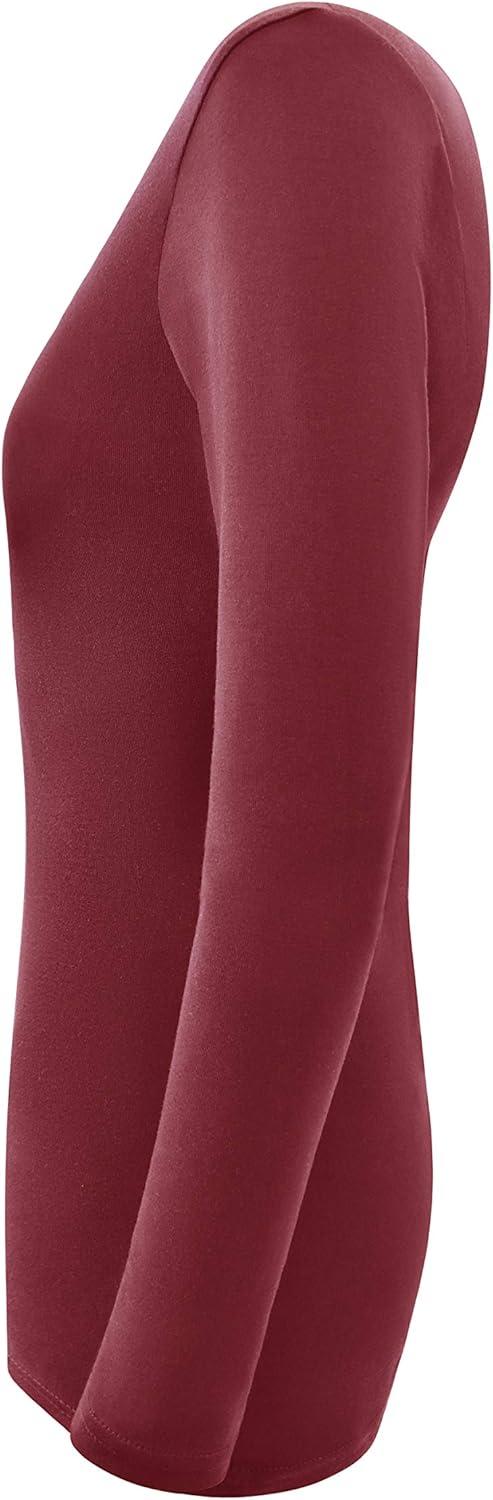 imageNatural Uniforms Womens Long Sleeve Underscrub VNeck TShirt Cotton Blend Layer for Nurses amp Medical ProfessionalsBurgundy