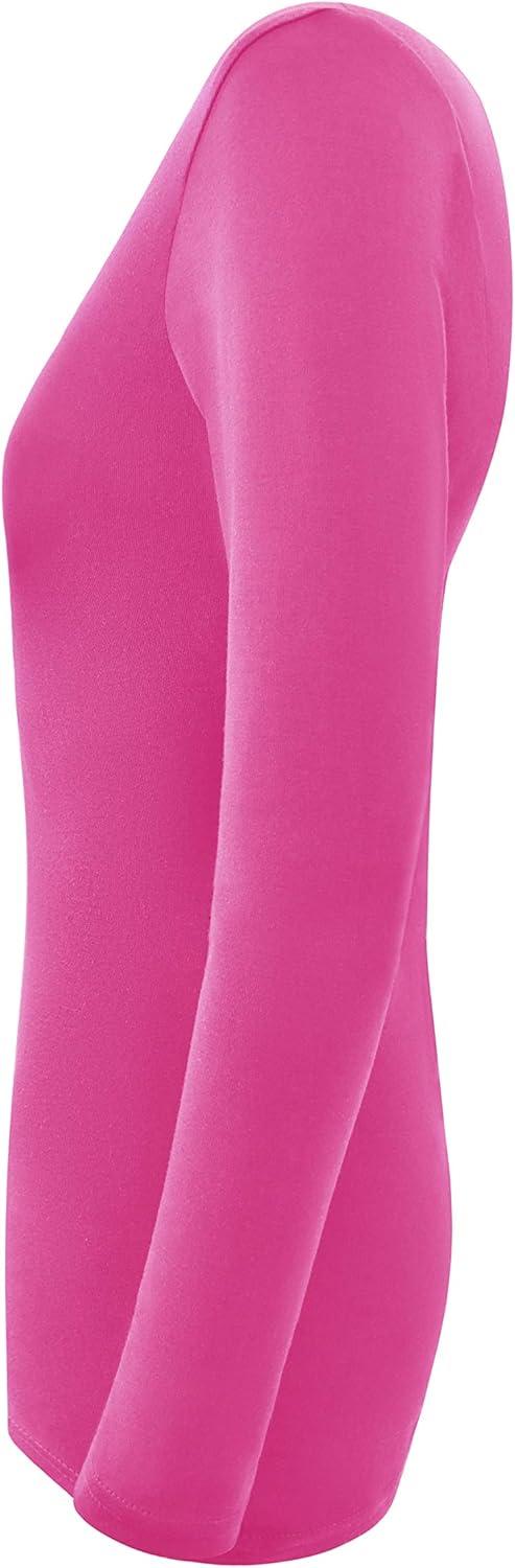 imageNatural Uniforms Womens Long Sleeve Underscrub VNeck TShirt Cotton Blend Layer for Nurses amp Medical ProfessionalsHot Pink