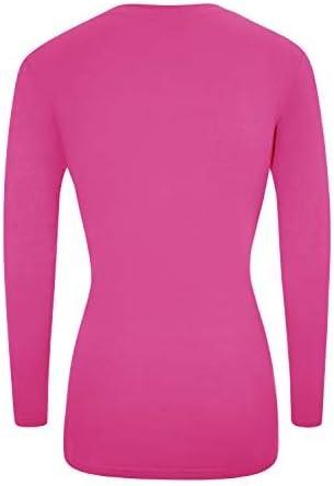 imageNatural Uniforms Womens Long Sleeve Underscrub VNeck TShirt Cotton Blend Layer for Nurses amp Medical ProfessionalsHot Pink