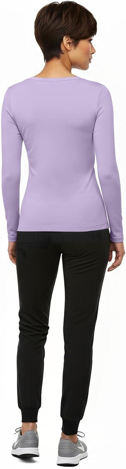 imageNatural Uniforms Womens Long Sleeve Underscrub VNeck TShirt Cotton Blend Layer for Nurses amp Medical ProfessionalsLavender