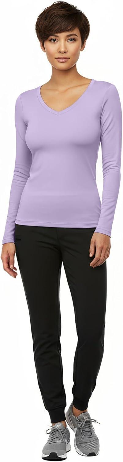 imageNatural Uniforms Womens Long Sleeve Underscrub VNeck TShirt Cotton Blend Layer for Nurses amp Medical ProfessionalsLavender