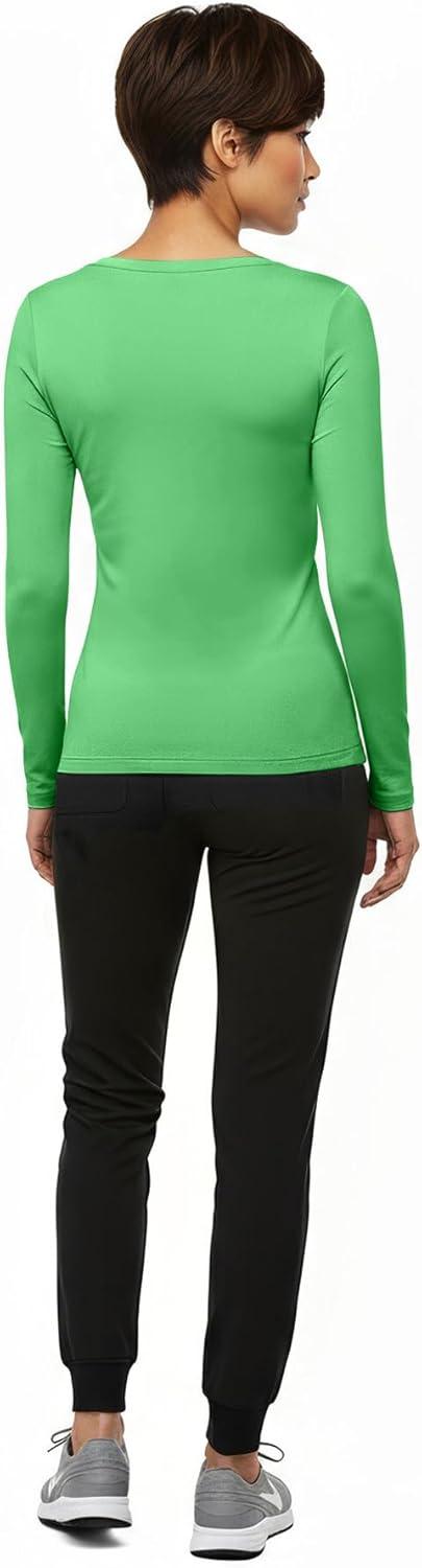 imageNatural Uniforms Womens Long Sleeve Underscrub VNeck TShirt Cotton Blend Layer for Nurses amp Medical ProfessionalsLight Green