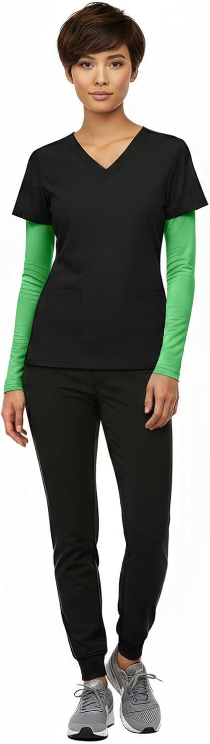 imageNatural Uniforms Womens Long Sleeve Underscrub VNeck TShirt Cotton Blend Layer for Nurses amp Medical ProfessionalsLight Green