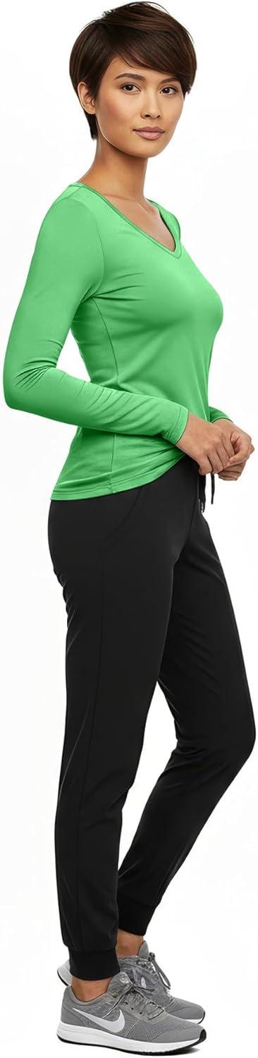 imageNatural Uniforms Womens Long Sleeve Underscrub VNeck TShirt Cotton Blend Layer for Nurses amp Medical ProfessionalsLight Green