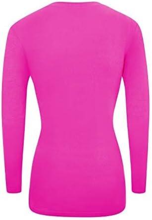 imageNatural Uniforms Womens Long Sleeve Underscrub VNeck TShirt Cotton Blend Layer for Nurses amp Medical ProfessionalsNeon Pink