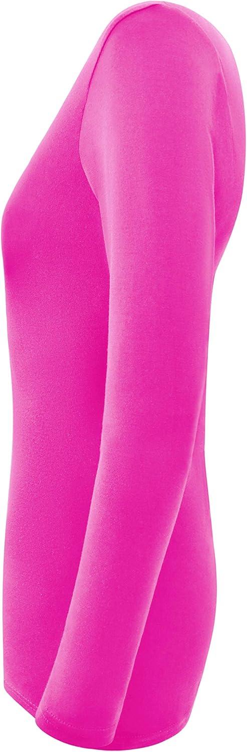imageNatural Uniforms Womens Long Sleeve Underscrub VNeck TShirt Cotton Blend Layer for Nurses amp Medical ProfessionalsNeon Pink