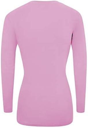 imageNatural Uniforms Womens Long Sleeve Underscrub VNeck TShirt Cotton Blend Layer for Nurses amp Medical ProfessionalsPink