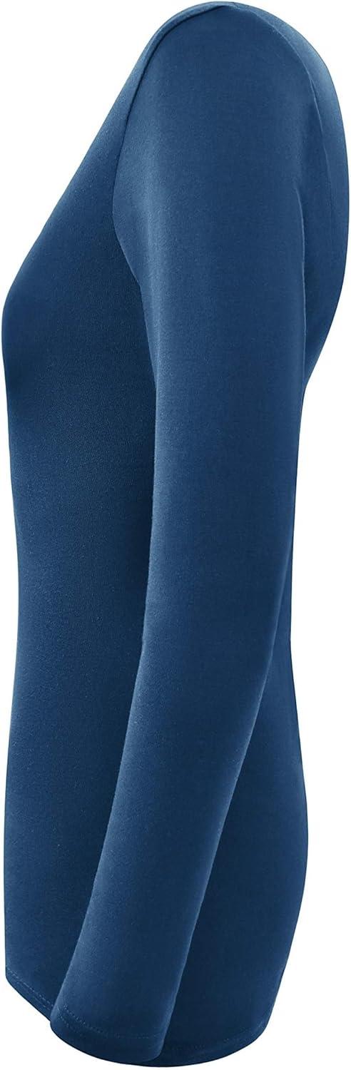 imageNatural Uniforms Womens Long Sleeve Underscrub VNeck TShirt Cotton Blend Layer for Nurses amp Medical ProfessionalsTrue Navy Blue