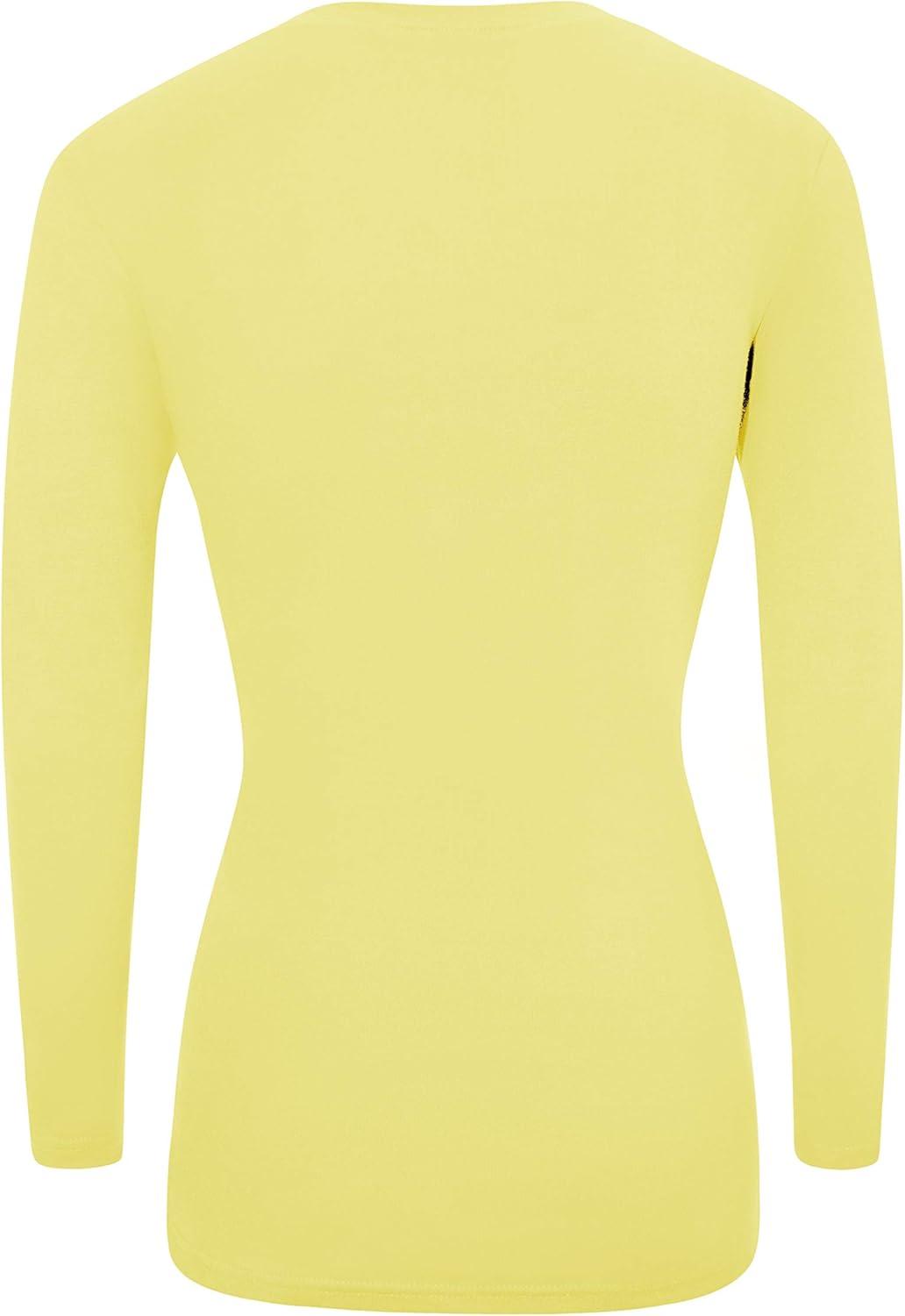 imageNatural Uniforms Womens Long Sleeve Underscrub VNeck TShirt Cotton Blend Layer for Nurses amp Medical ProfessionalsYellow