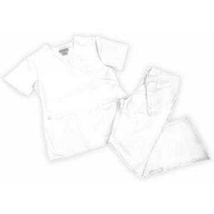Natural Uniforms Women Mock Wrap/Flare Pant Set Medical Scrub Set White