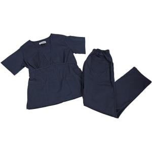 Natural Uniforms Mock Wrap Women’s Medical Work Wear Top and Pants (XS, Dark Navy Blue)