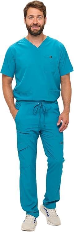 imageNatural Uniforms Mens Stretch MultiPocket Cargo Scrub SetTeal