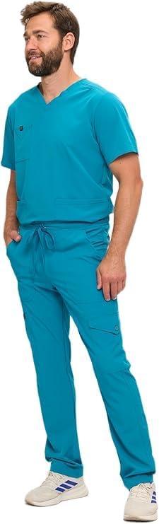 imageNatural Uniforms Mens Stretch MultiPocket Cargo Scrub SetTeal