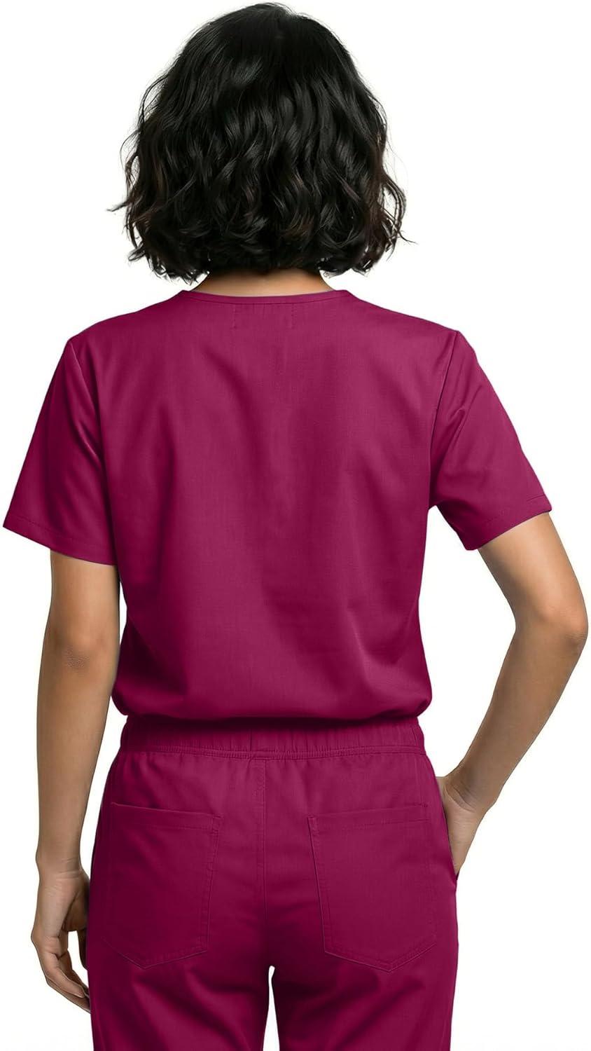 imageNatural Uniforms Unisex 3Pocket Scrub Top VNeck Medical Nursing ShirtBurgundy