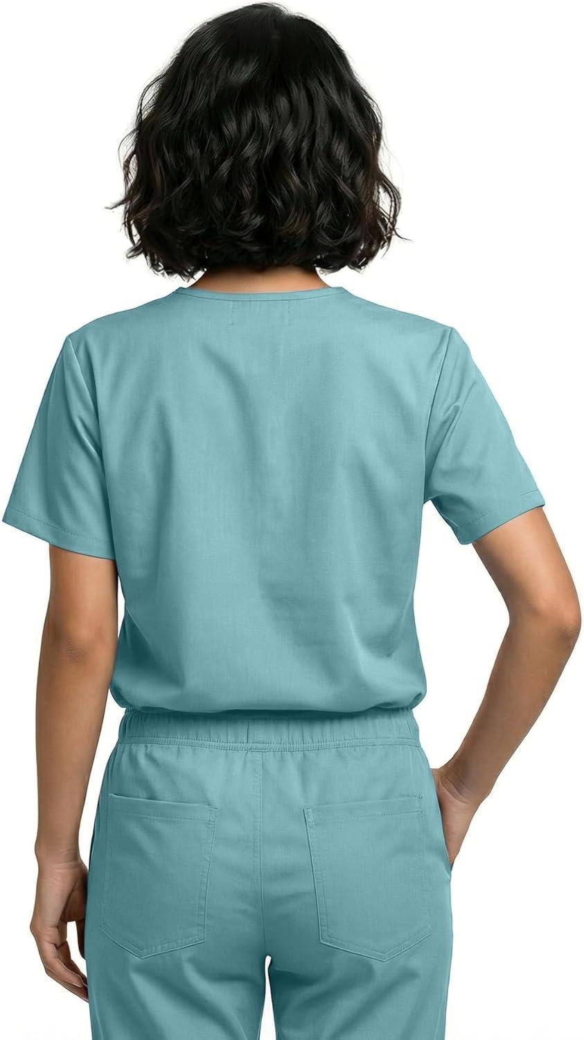 imageNatural Uniforms Unisex 3Pocket Scrub Top VNeck Medical Nursing ShirtMisty Green