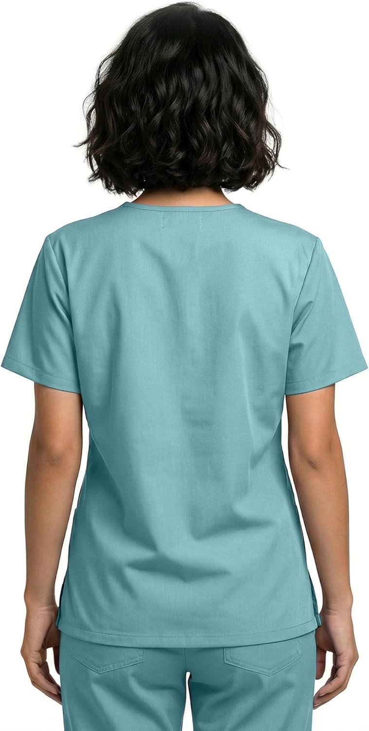 imageNatural Uniforms Unisex 3Pocket Scrub Top VNeck Medical Nursing ShirtMisty Green