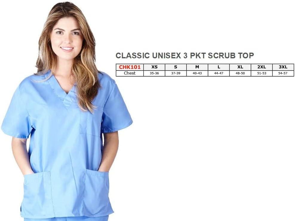 imageNatural Uniforms Unisex 3Pocket Scrub Top VNeck Medical Nursing ShirtMisty Green