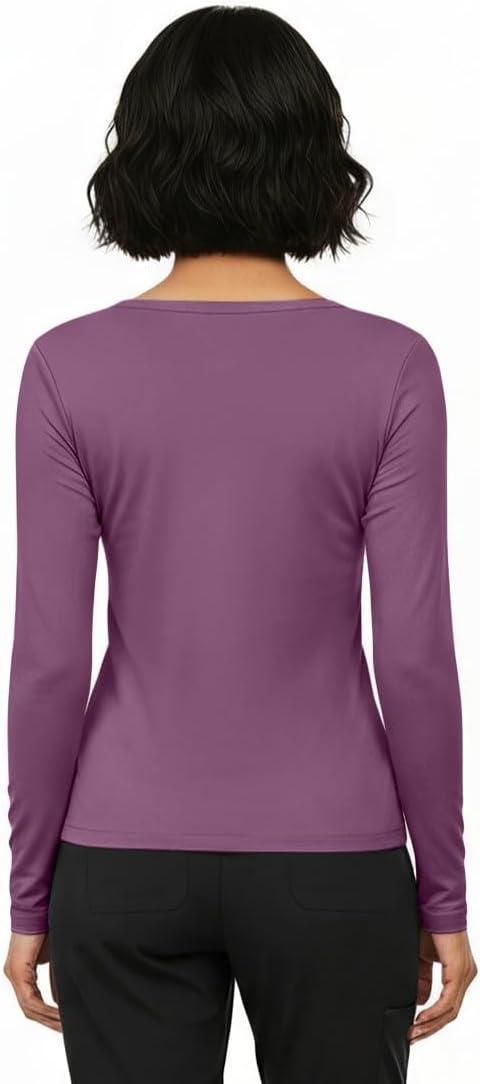 imageNatural Uniforms Womens Long Sleeve Underscrub TShirt Cotton Blend Scrub Base Layer for Nurses amp Medical ProfessionalsArgyle Purple