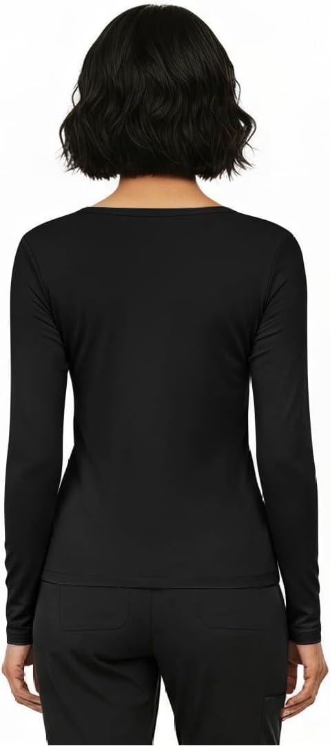 imageNatural Uniforms Womens Long Sleeve Underscrub TShirt Cotton Blend Scrub Base Layer for Nurses amp Medical ProfessionalsBlack