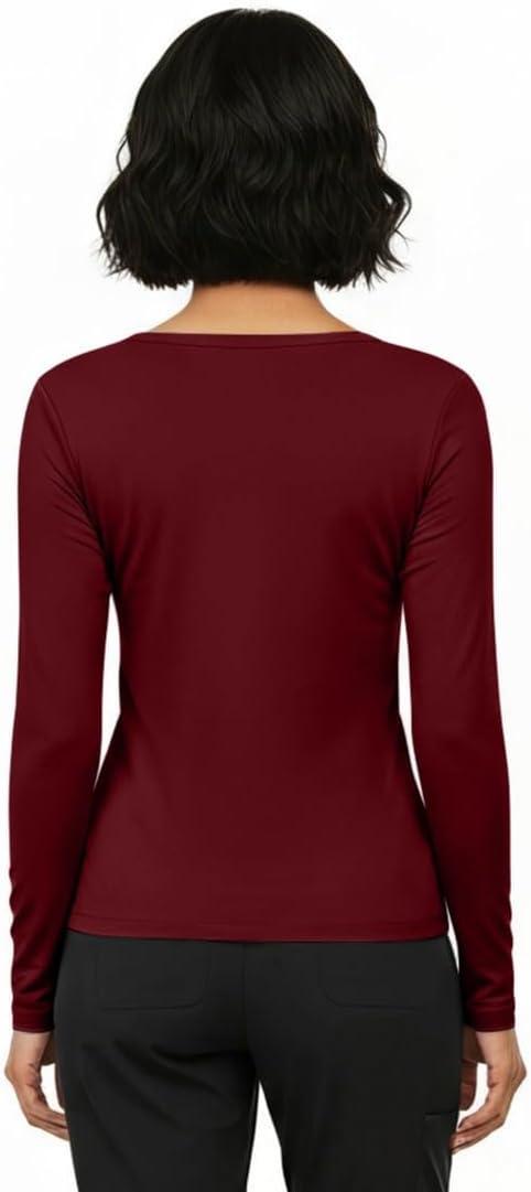 imageNatural Uniforms Womens Long Sleeve Underscrub TShirt Cotton Blend Scrub Base Layer for Nurses amp Medical ProfessionalsBurgundy