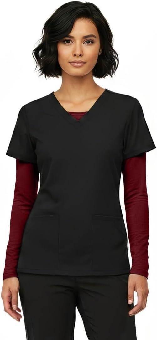 imageNatural Uniforms Womens Long Sleeve Underscrub TShirt Cotton Blend Scrub Base Layer for Nurses amp Medical ProfessionalsBurgundy