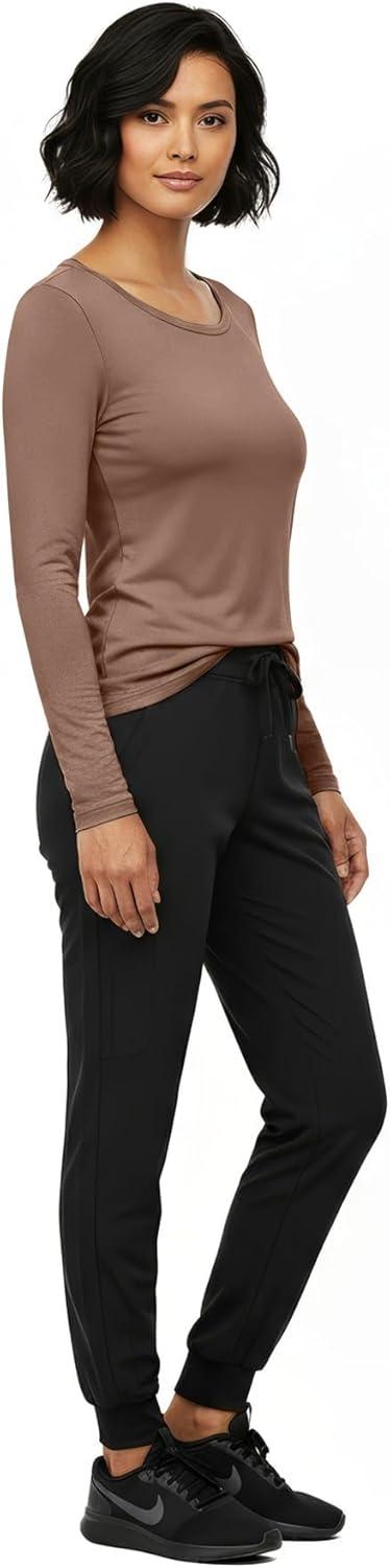 imageNatural Uniforms Womens Long Sleeve Underscrub TShirt Cotton Blend Scrub Base Layer for Nurses amp Medical ProfessionalsChocolate Malt