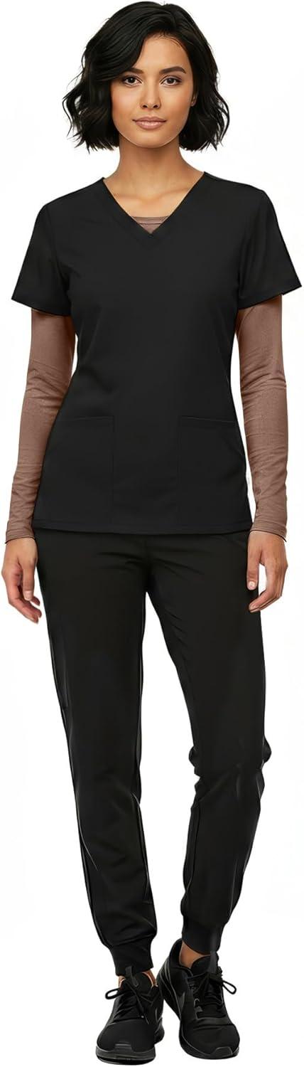 imageNatural Uniforms Womens Long Sleeve Underscrub TShirt Cotton Blend Scrub Base Layer for Nurses amp Medical ProfessionalsChocolate Malt