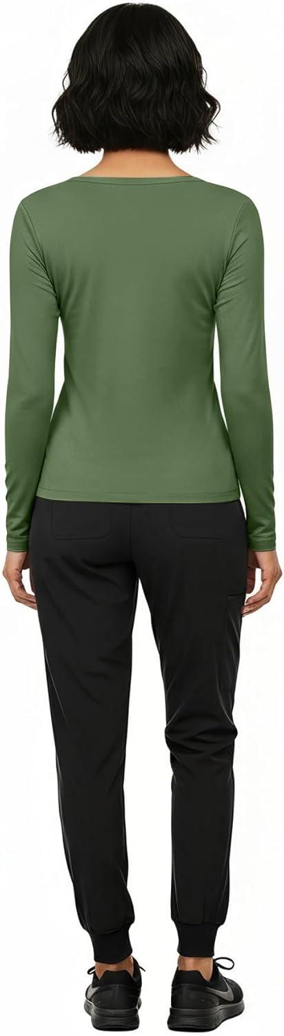 imageNatural Uniforms Womens Long Sleeve Underscrub TShirt Cotton Blend Scrub Base Layer for Nurses amp Medical ProfessionalsDill Green