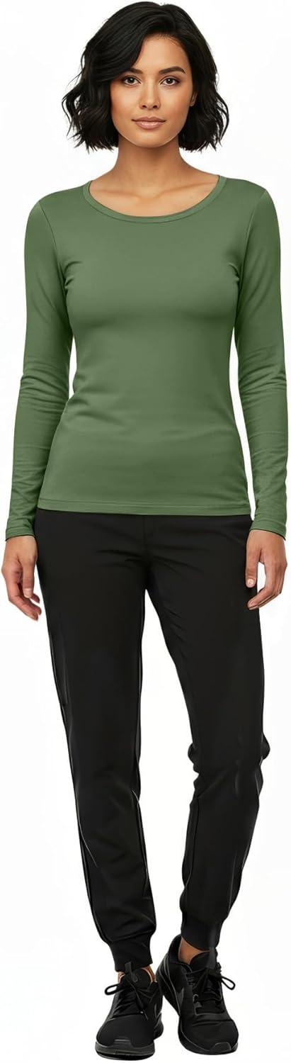 imageNatural Uniforms Womens Long Sleeve Underscrub TShirt Cotton Blend Scrub Base Layer for Nurses amp Medical ProfessionalsDill Green
