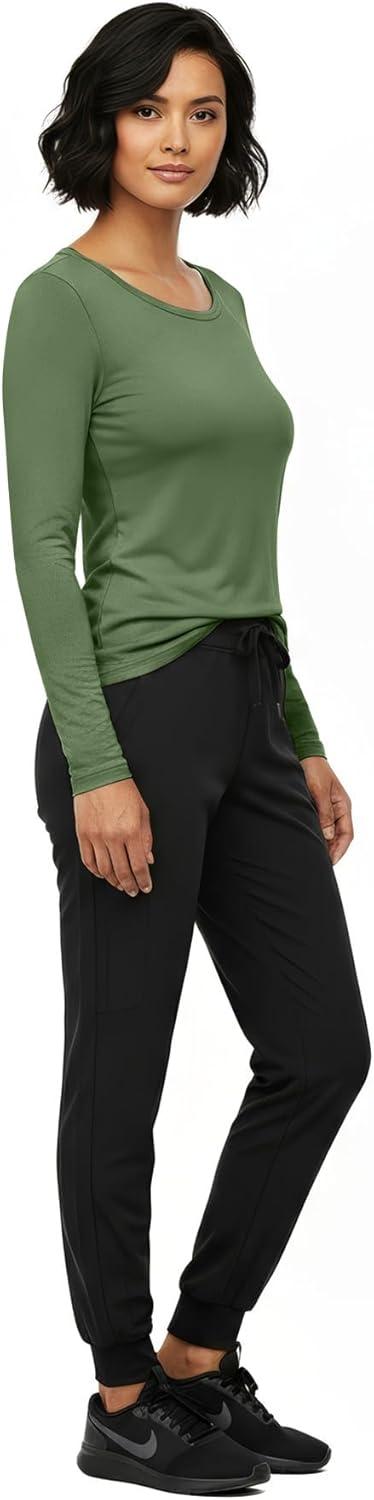 imageNatural Uniforms Womens Long Sleeve Underscrub TShirt Cotton Blend Scrub Base Layer for Nurses amp Medical ProfessionalsDill Green