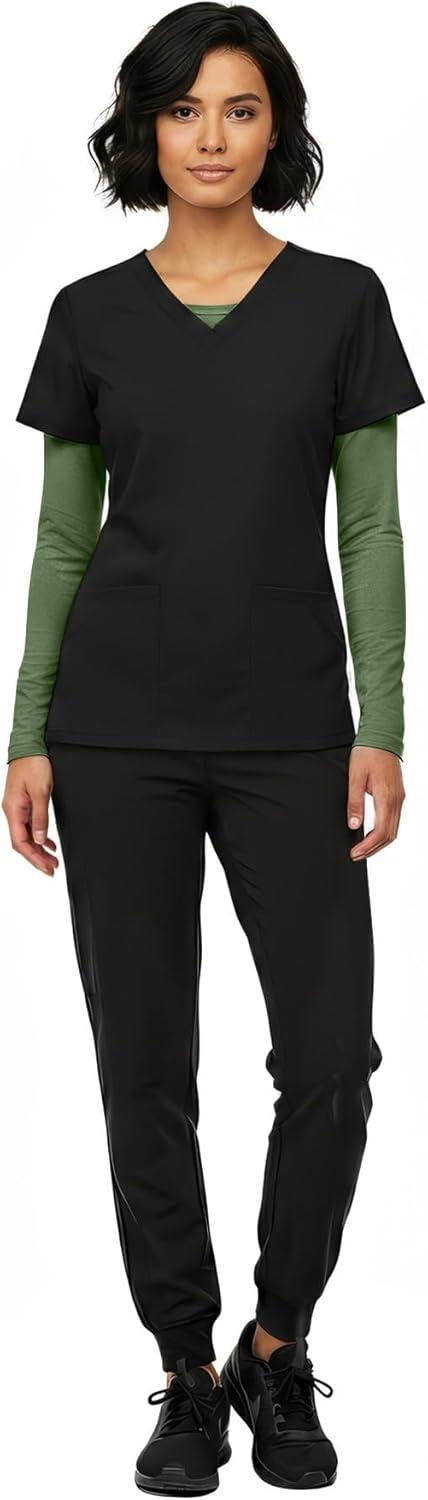 imageNatural Uniforms Womens Long Sleeve Underscrub TShirt Cotton Blend Scrub Base Layer for Nurses amp Medical ProfessionalsDill Green