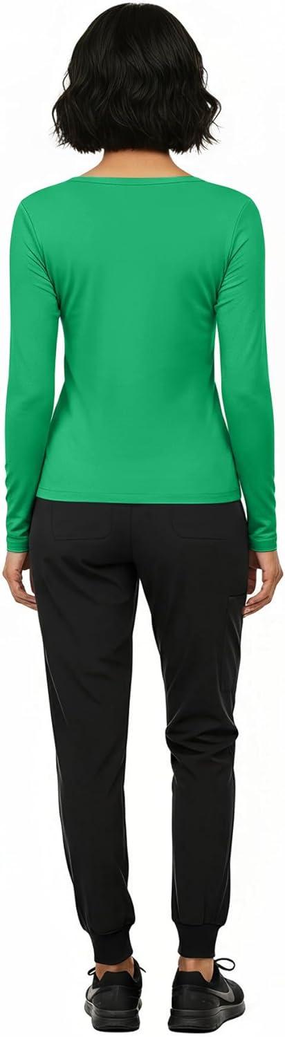 imageNatural Uniforms Womens Long Sleeve Underscrub TShirt Cotton Blend Scrub Base Layer for Nurses amp Medical ProfessionalsGreen