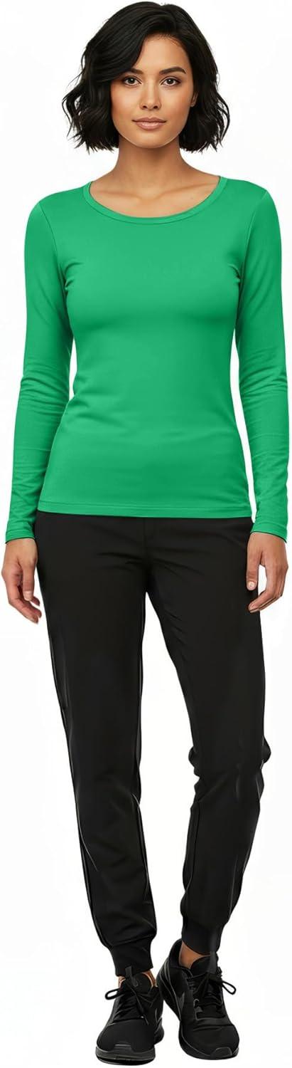 imageNatural Uniforms Womens Long Sleeve Underscrub TShirt Cotton Blend Scrub Base Layer for Nurses amp Medical ProfessionalsGreen