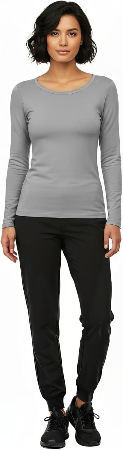 imageNatural Uniforms Womens Long Sleeve Underscrub TShirt Cotton Blend Scrub Base Layer for Nurses amp Medical ProfessionalsGrey