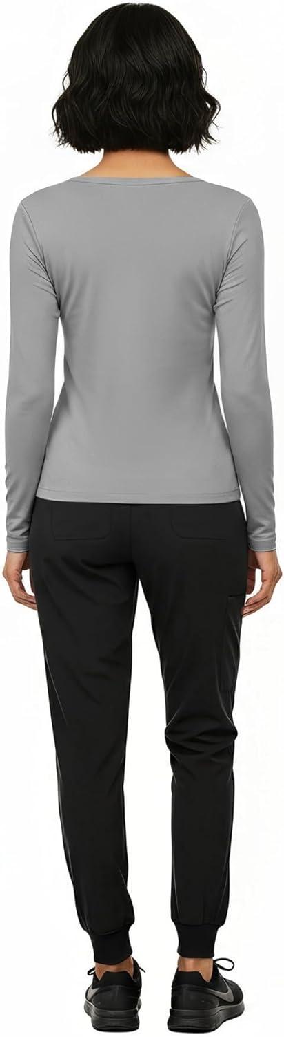 imageNatural Uniforms Womens Long Sleeve Underscrub TShirt Cotton Blend Scrub Base Layer for Nurses amp Medical ProfessionalsGrey