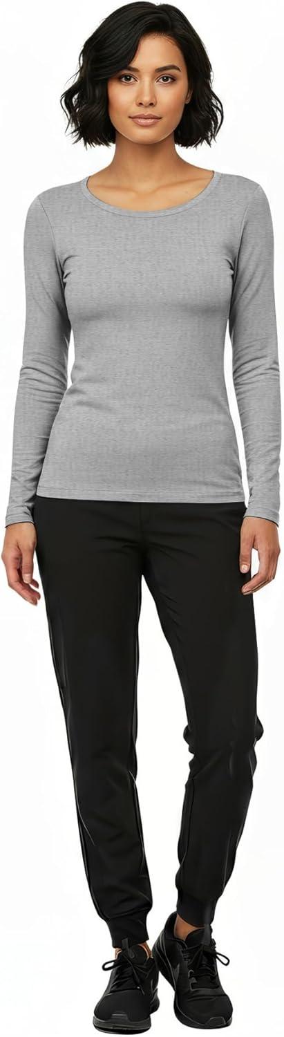 imageNatural Uniforms Womens Long Sleeve Underscrub TShirt Cotton Blend Scrub Base Layer for Nurses amp Medical ProfessionalsHeather Charcoal