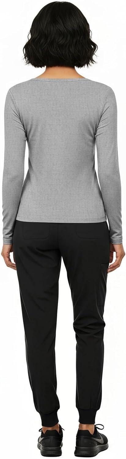 imageNatural Uniforms Womens Long Sleeve Underscrub TShirt Cotton Blend Scrub Base Layer for Nurses amp Medical ProfessionalsHeather Charcoal