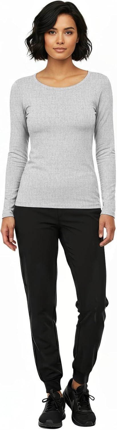 imageNatural Uniforms Womens Long Sleeve Underscrub TShirt Cotton Blend Scrub Base Layer for Nurses amp Medical ProfessionalsHeather Grey
