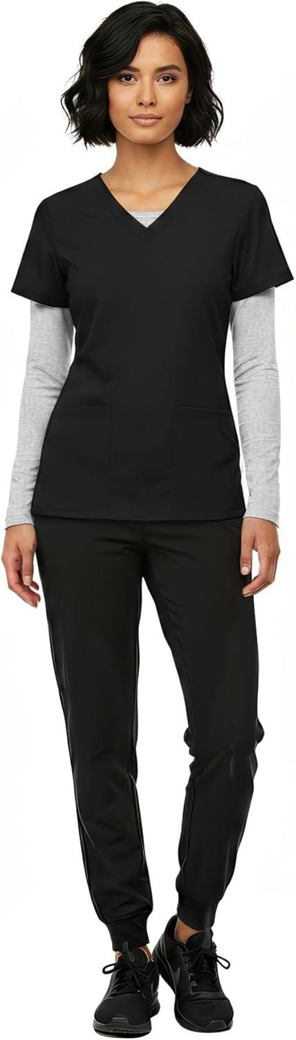imageNatural Uniforms Womens Long Sleeve Underscrub TShirt Cotton Blend Scrub Base Layer for Nurses amp Medical ProfessionalsHeather Grey