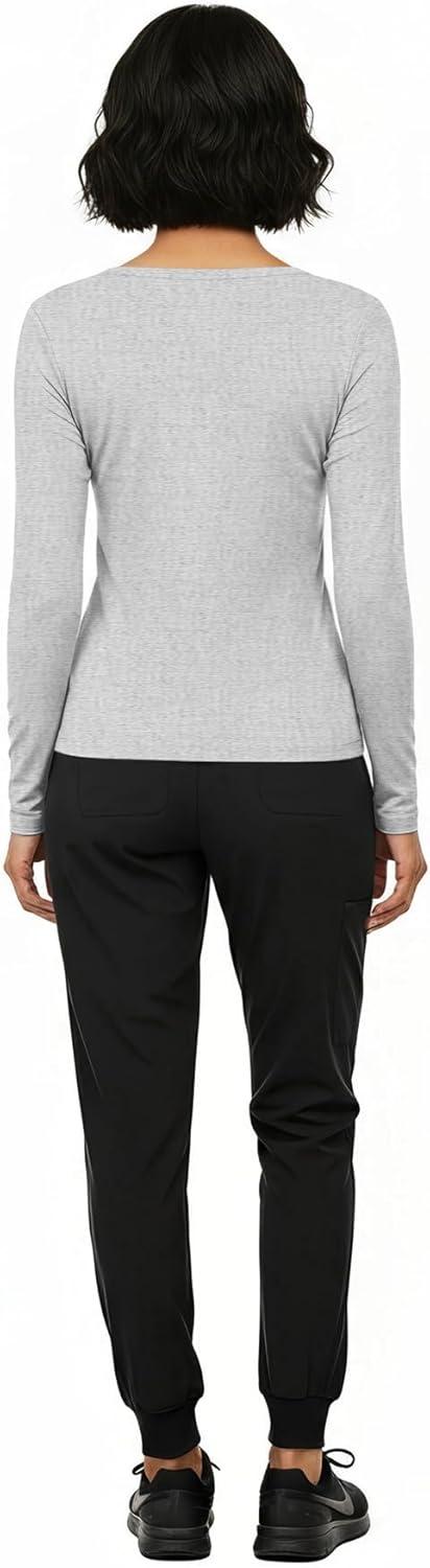 imageNatural Uniforms Womens Long Sleeve Underscrub TShirt Cotton Blend Scrub Base Layer for Nurses amp Medical ProfessionalsHeather Grey