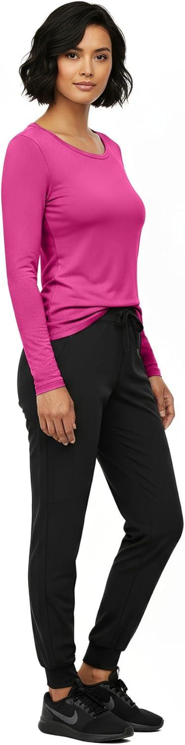imageNatural Uniforms Womens Long Sleeve Underscrub TShirt Cotton Blend Scrub Base Layer for Nurses amp Medical ProfessionalsHot Pink