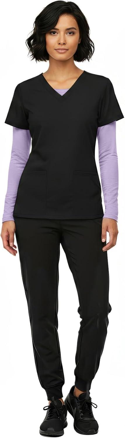 imageNatural Uniforms Womens Long Sleeve Underscrub TShirt Cotton Blend Scrub Base Layer for Nurses amp Medical ProfessionalsLavender