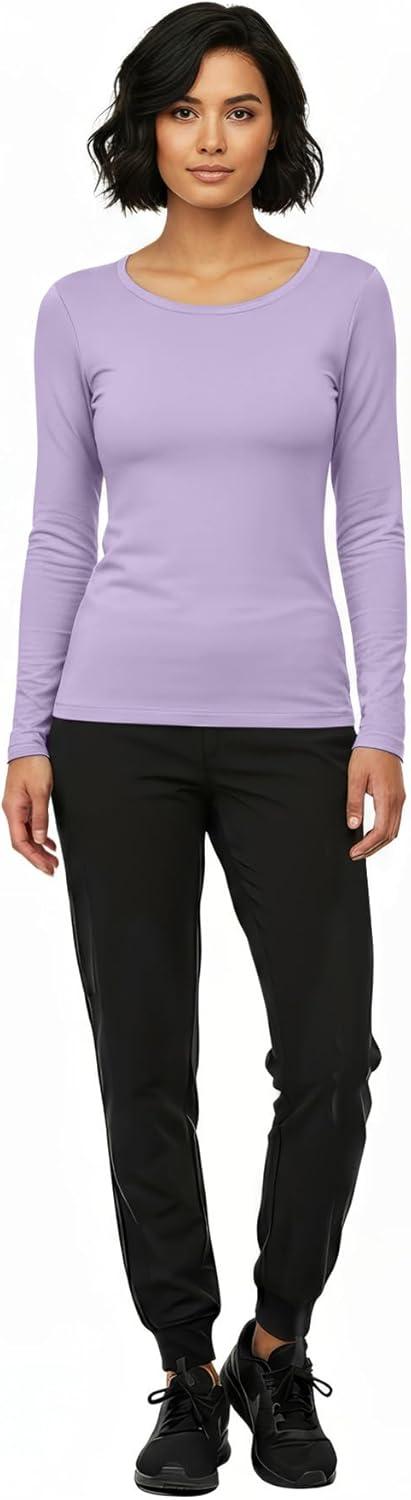 imageNatural Uniforms Womens Long Sleeve Underscrub TShirt Cotton Blend Scrub Base Layer for Nurses amp Medical ProfessionalsLavender
