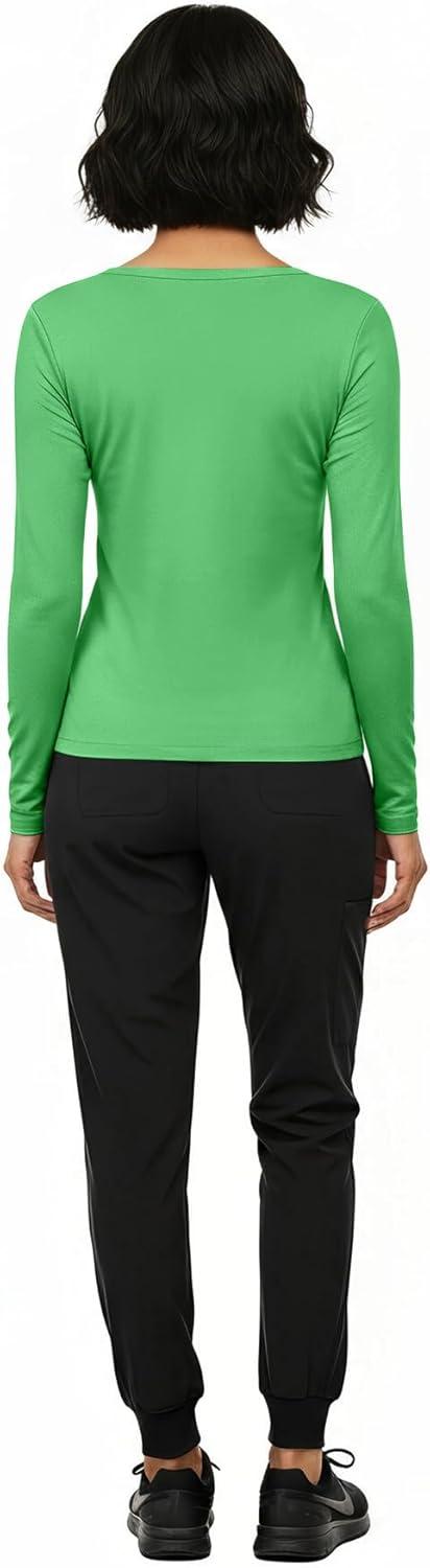 imageNatural Uniforms Womens Long Sleeve Underscrub TShirt Cotton Blend Scrub Base Layer for Nurses amp Medical ProfessionalsLight Green